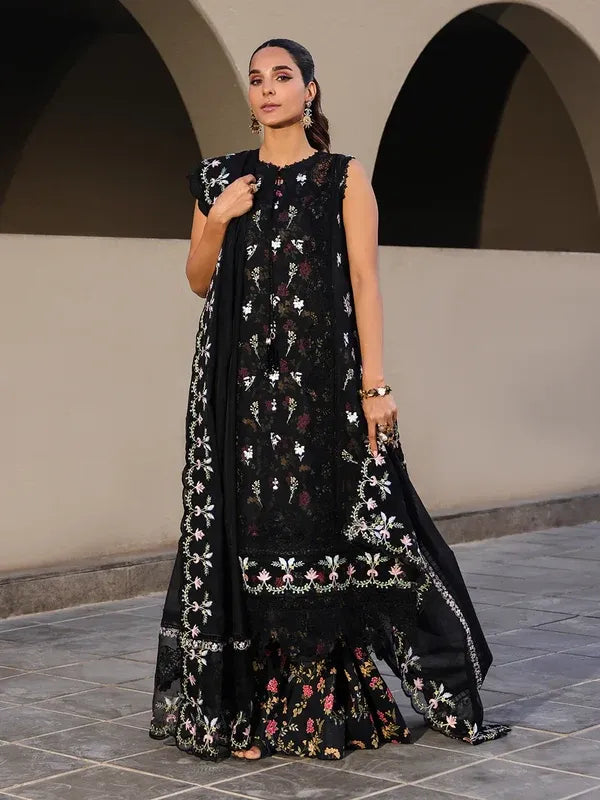 STITCHED BY CC FAIZA FAISAL MARINE ELVA 3PC ( SLEVELESS )