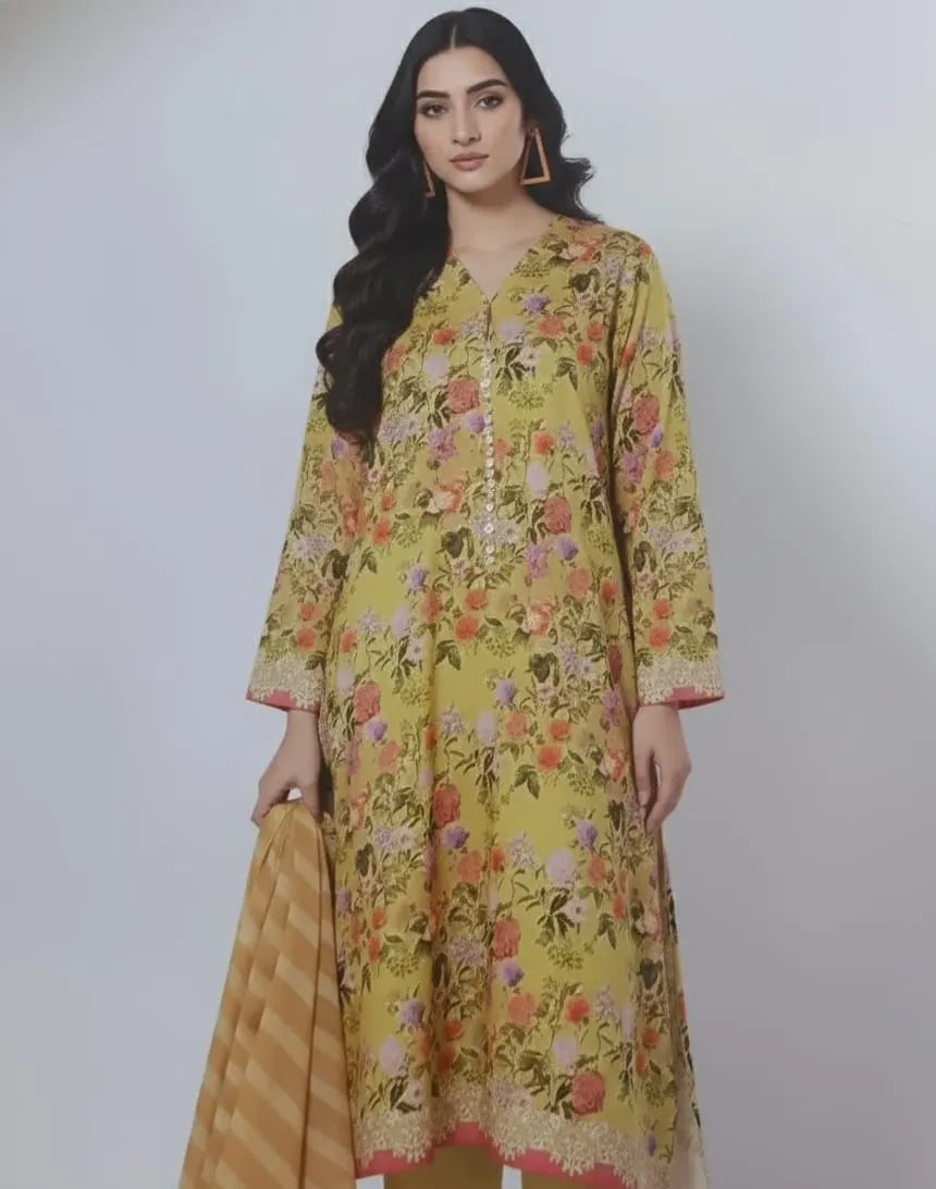 STITCHED BY CC AME230401-YELLOW  3PC