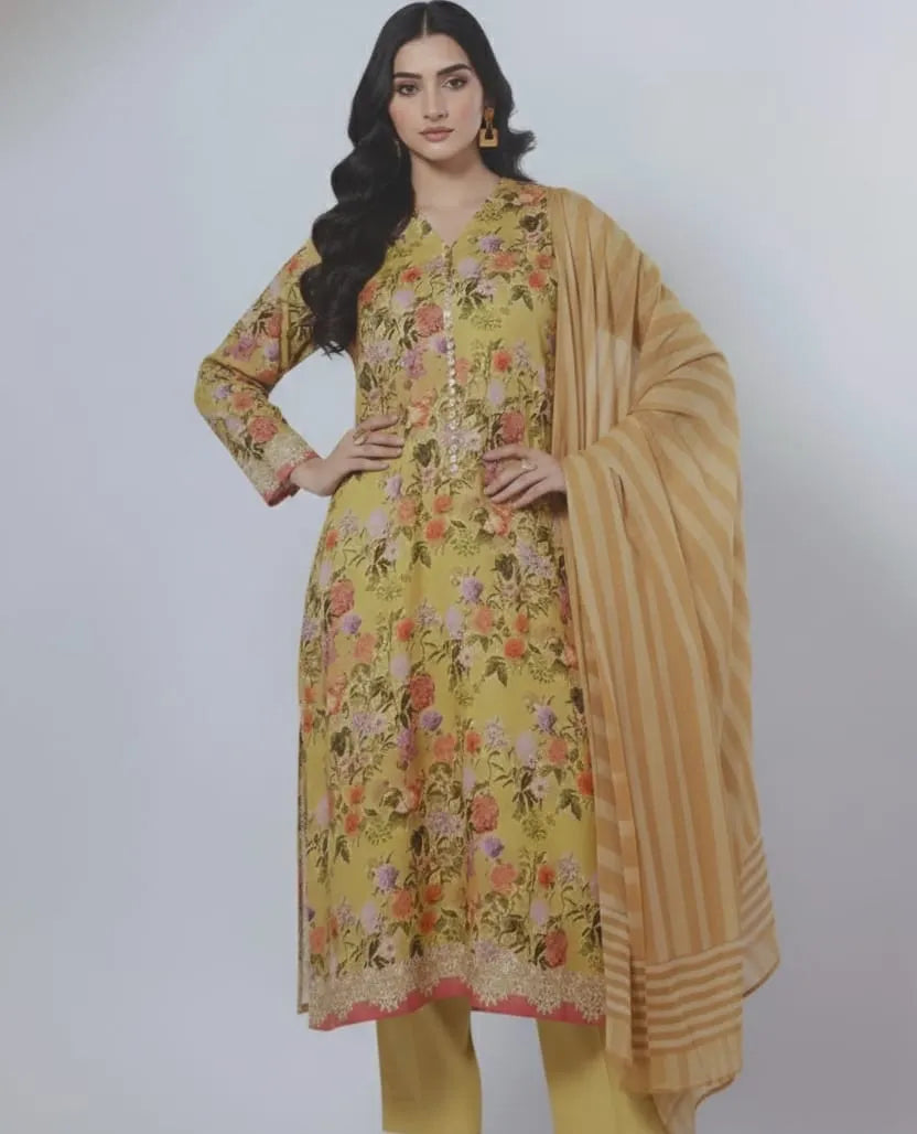 STITCHED BY CC AME230401-YELLOW  3PC