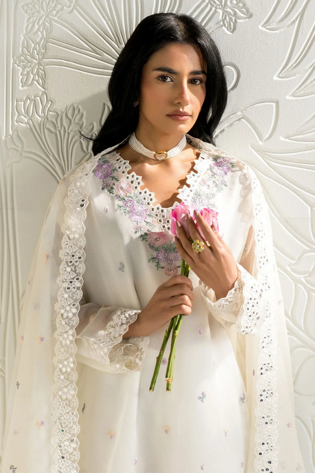 CROSS STITCH BLOOMING WHITE 2PC