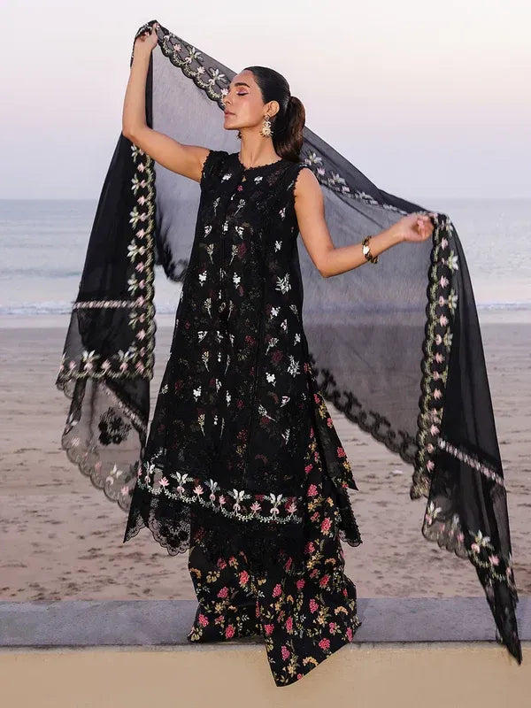 STITCHED BY CC FAIZA FAISAL MARINE ELVA 3PC ( SLEVELESS )